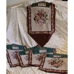 Floral Tapestry Table Runner & Placemats Set Rose‎ Design • Woven Tapestry • V